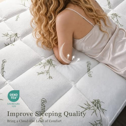 Queen Mattress Topper 2 Inch Viscose Bamboo Breathable Water-Resistant