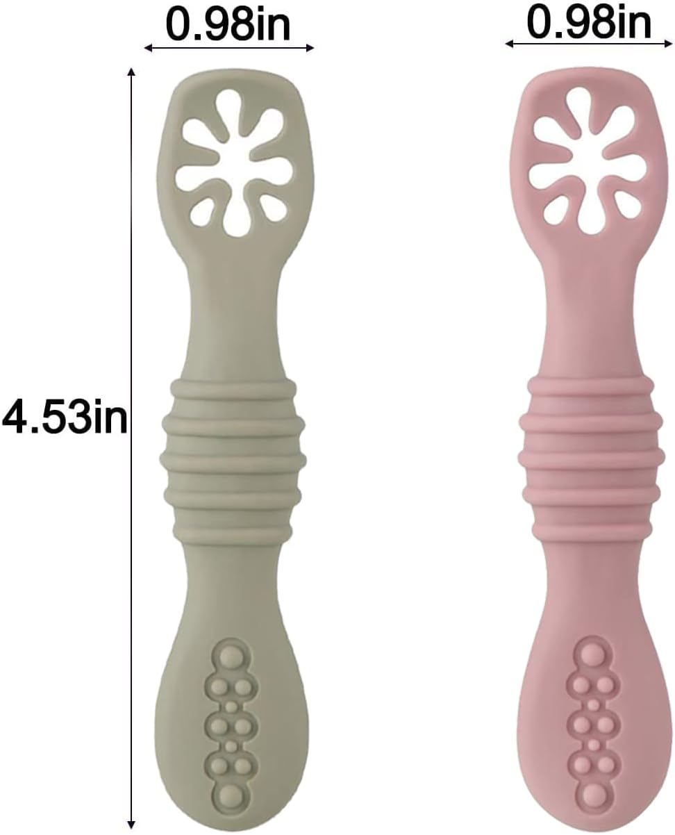 PandaEar Baby Spoons - 7 Pack Soft Silicone Self-Feeding Utensils for Toddlers | BPA-Free & Easy-Grip