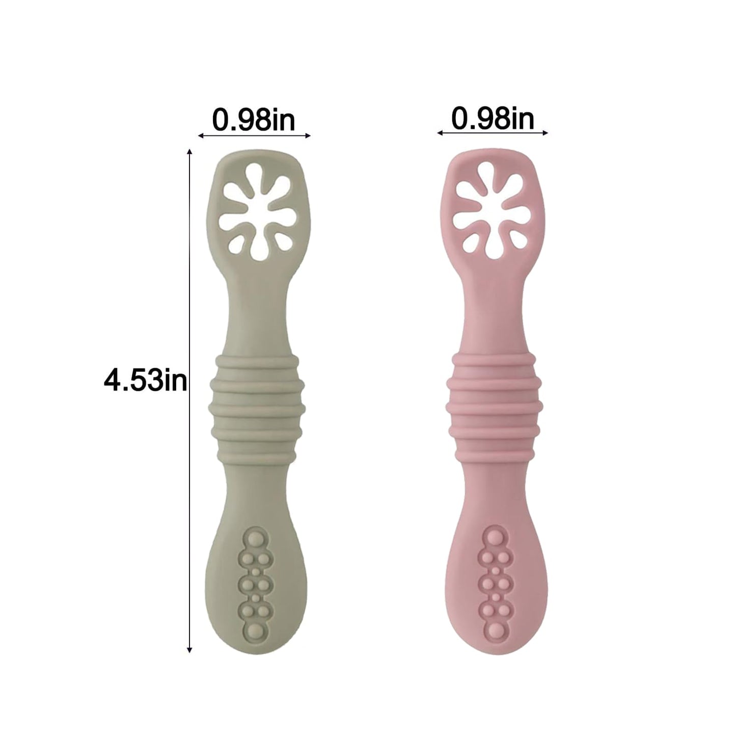 PandaEar 7 Pack Baby Spoons, Soft Silicone Self-Feeding Utensils for Babies & Toddlers, BPA-Free Silicone First Stage Training Spoon with Easy-Grip Handle