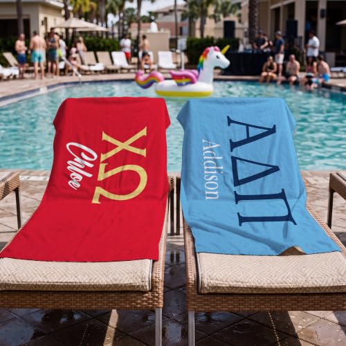 Sorority Beach Towel - Alpha Delta Pi - Standard Size - Personalized Sisterhood Gift