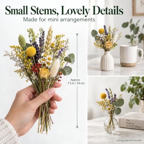 Dried Flower Bouquet with Lavender, Roses & Eucalyptus - 125 Stems for DIY Crafts & Decor
