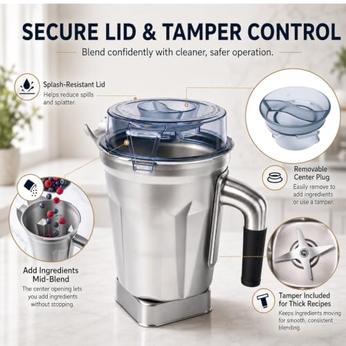 64 Oz Stainless Steel Blender Replacement Pitcher for Ascent Series