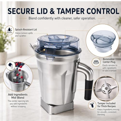 64 Oz Stainless Steel Blender Replacement Pitcher for Ascent Series