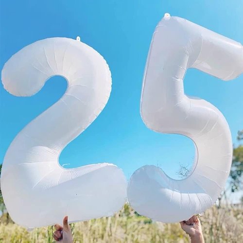 GOER Jumbo 42-Inch Number 25 Balloons - Elegant Foil Helium Decorations for 25th Birthday Party