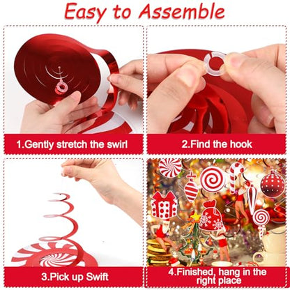 Christmas Candy Cane Hanging Decorations Set - 30 Pcs Holiday Home Ornaments