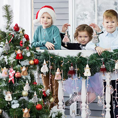 20Pcs Christmas Angel Ornaments Plush Doll Holiday Tree Decorations - Pink & White