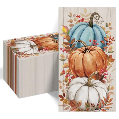 Disposable Fall Pumpkin Paper Napkins 100pcs for Thanksgiving & Parties