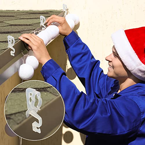 Transparent Christmas Light Clips 100 Pieces Outdoor Gutter Shingles Hooks