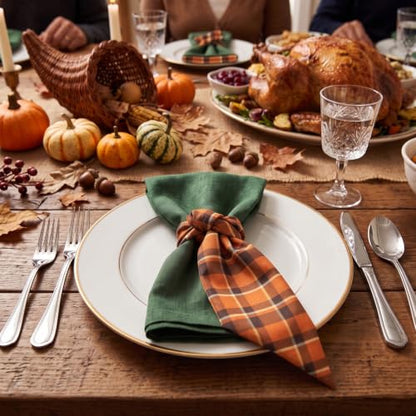 Fall Wreath Sash Orange Black Plaid Ribbon Bow for Front Door - 5x55.91 inches