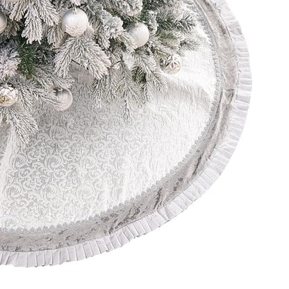 Valery Madelyn Silver Christmas Tree Skirt 36 Inch for Holiday Decor