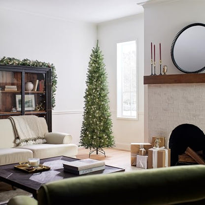 7.5ft Pre-Lit Artificial Christmas Tree with White Lights and Slim Profile