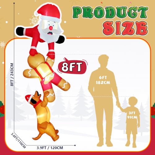 Inflatable Christmas Decorations 8FT Santa Gingerbread Dog Yard Display