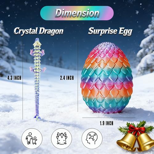 40 Pcs Articulated 3D Printed Dragon Egg with Poseable Miniature Dragon Inside - Holiday Gift