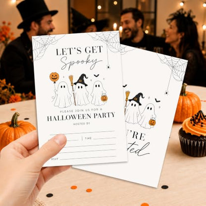 Cute Ghost Halloween Party Invitations with Envelopes and Cards - Neutral Spooky