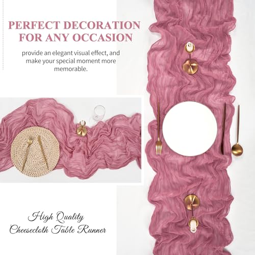Dusty Rose Cheesecloth Table Runner 16 Pack 35 x 70 Inch Rustic Boho Wedding Decor