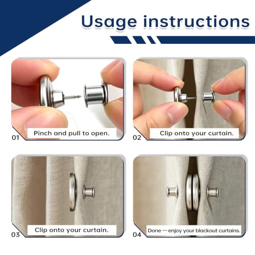 Magnetic Curtain Clips - 10 Pack for Window, Shower & Patio Curtains
