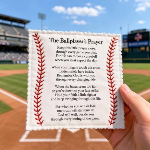 Baseball Prayer Pocket Quilt with Cross - Faith & Encouragement Gift - Baseball