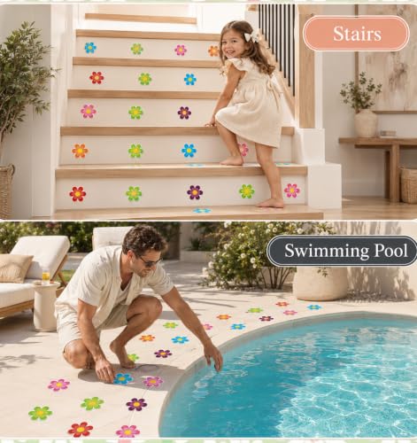 20PCS Non-Slip Shower Stickers with Adhesive Daisy Flower Design