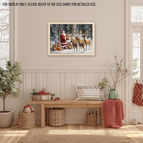 Christmas Framed Wall Art Santa Reindeer Snow Scene Canvas 16x24 - Variation of Framed Christmas Canvas-07