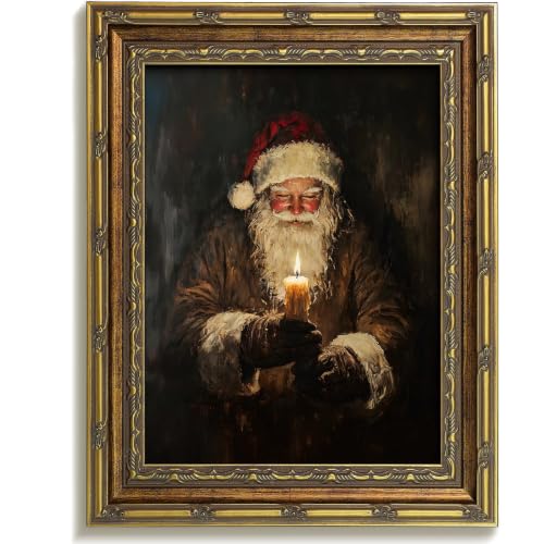 Vodefoad Vintage Santa Wall Art with Candle Frame - 16x12 Inches