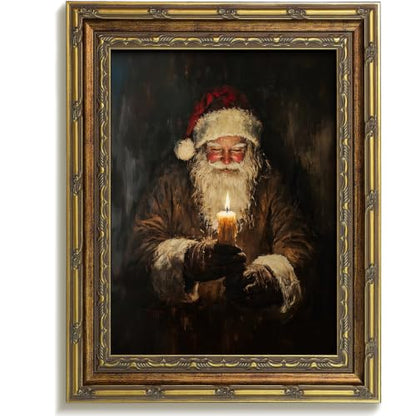 Vodefoad Vintage Santa Wall Art with Candle Frame - 16x12 Inches