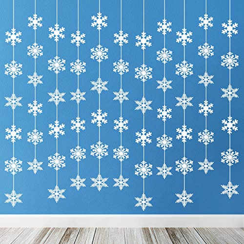 Snowflake Garland Decorations for Winter & Christmas Party Supplies, 12 Pack