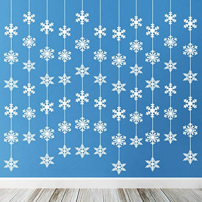 Snowflake Garland Decorations for Winter & Christmas Party Supplies, 12 Pack