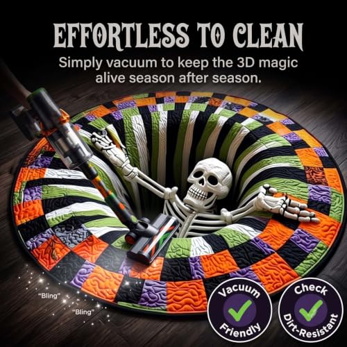 55 Inch 3D Halloween Rug with Depth Illusion Non-Slip Floor Mat for Home Party Decor