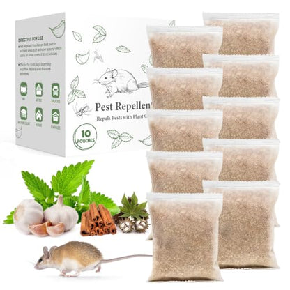 Natural Rodent Repellent Pouches - Peppermint Oil for Mice, Rats, Squirrels - 10 Pack