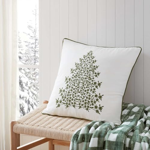 Holiday Tree Green Cotton Decorative Throw Pillow 20x20