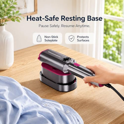 Portable Travel Clothes Steamer 1200W 2-in-1 Iron with 7 Modes