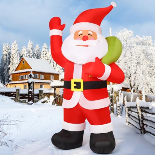 9ft Inflatable Christmas Santa with Shakeable Arm & LED Lights - Yard Decor