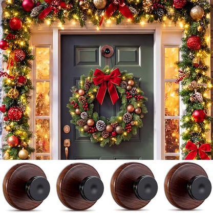 LEIFIDE Christmas Wreath Hangers Set - Brown Suction Cup Hooks, 1.97 Inch