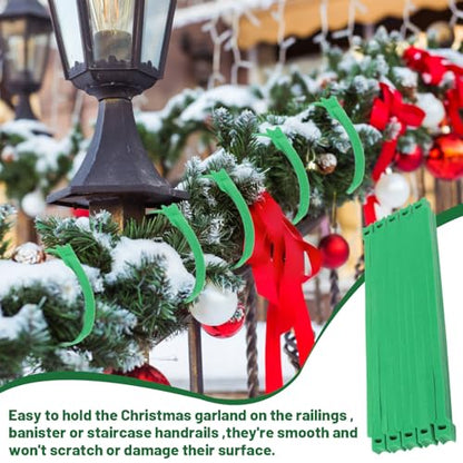 100PCS Christmas Garland Ties - Adjustable Nylon Hook & Loop Straps for Holiday Decorations
