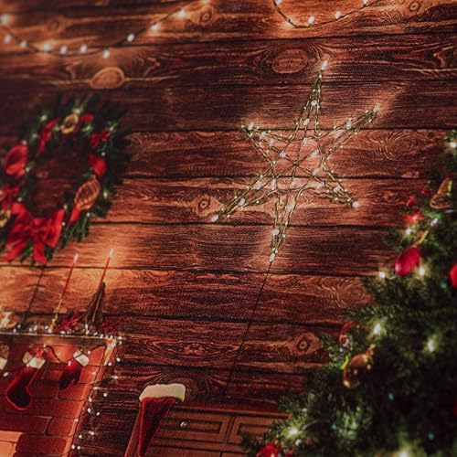 LED Christmas Canvas Wall Art - Snowy Scene with Fireplace & Pine Tree - Battery Operated Holiday Decor