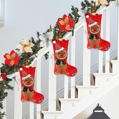 Gingerbread Man Christmas Stockings - Personalized Holiday Decor Set of 2