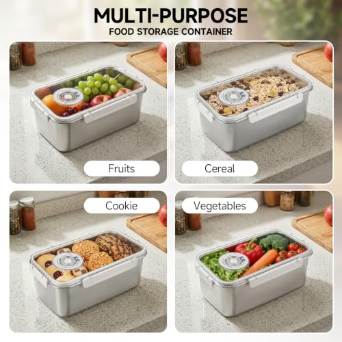 Large Stainless Steel Bread Storage Box with Lid - 1.59 Gallon Capacity