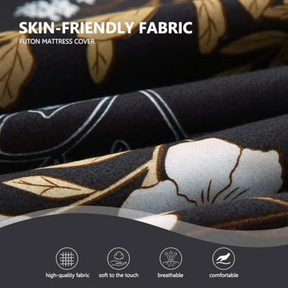 Japanese Floor Mattress Cover with Zipper 135x200cm Washable Futon Protector - E Variation