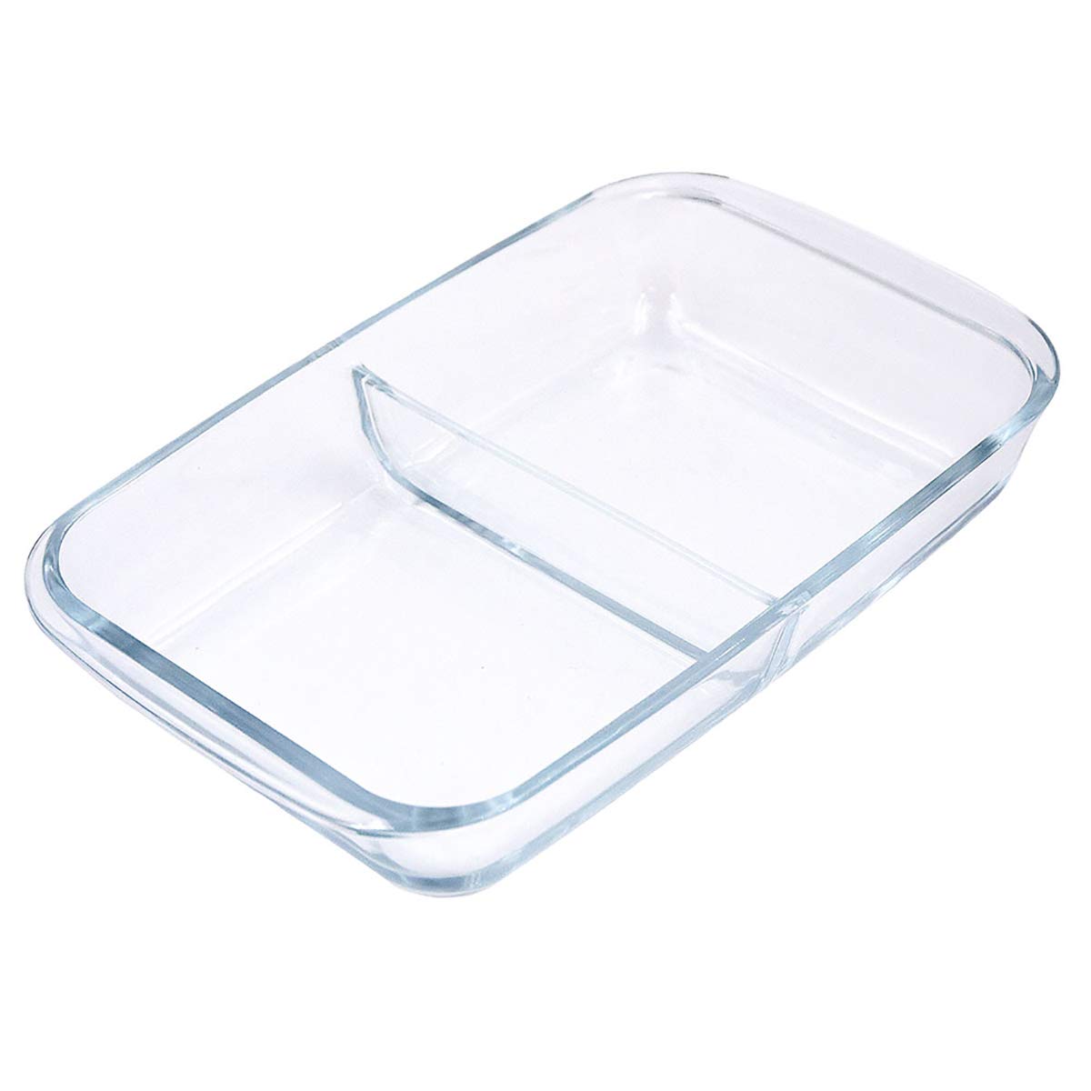 Glad Clear Glass Oblong Baking Dish | 1.6-Quart Nonstick Rectangular Bakeware Casserole Pan | Freezer-to-Oven and Dishwasher Safe, 2 Compartment