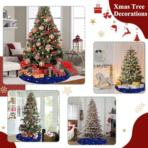 Royal Blue Velvet Christmas Tree Skirt 21 Inches Embroidered Holiday Decor - Variation of THIS listing