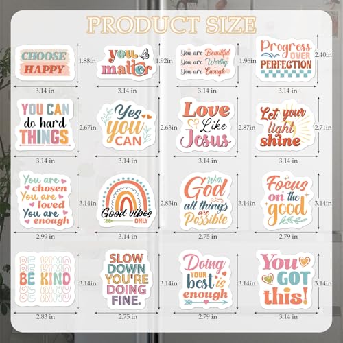 Inspirational Christian Fridge Magnets - 16 Pcs Boho Locker Decor (Variation: Inspirational Christian)