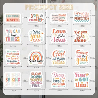 Inspirational Christian Fridge Magnets - 16 Pcs Boho Locker Decor (Variation: Inspirational Christian)