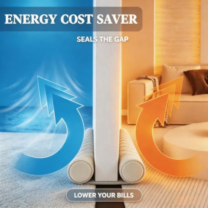 Adjustable Under Door Draft Stopper - Off-White | White Beige Variations