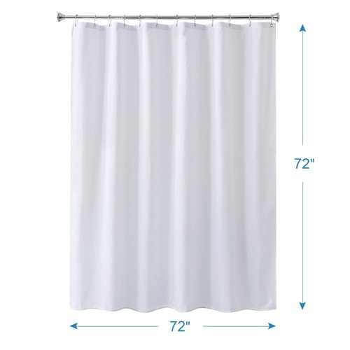 Amazer White Shower Liner Cloth Waterproof, White Shower Curtain Liner Fabric with Weighted Stones, Washable Shower Curtain and Liner 2-in-1, 120G Heavy Duty, 12 Grommet Holes, 72 x 72 Inches
