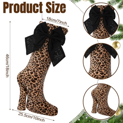Leopard Christmas Stockings 18 Inch Set of 4 with High Heel Design