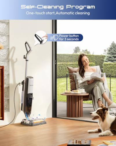 Steam Vacuum Mop 4-in-1 Floor Cleaner with Self-Cleaning, White Lime