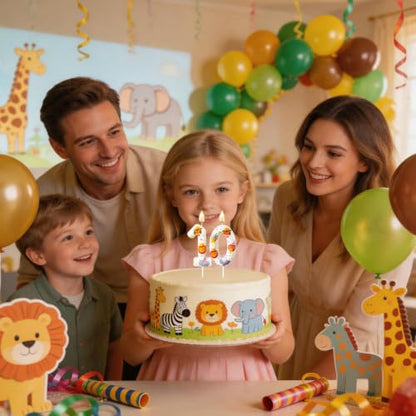 Party Animal Number Candle - Jungle Themed Birthday Cake Topper - 2