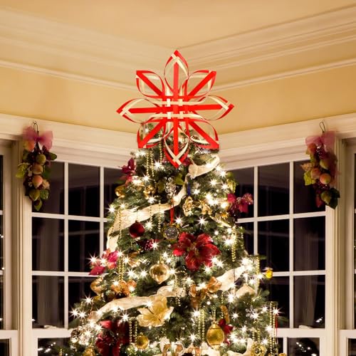 12-Inch Scandinavian Bamboo Christmas Tree Topper Snowflake Star Decoration
