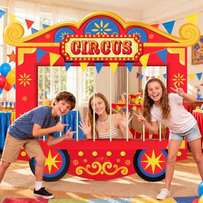 Carnival Circus Party Decorations Cardboard Cutout Kit with Stand and Flags