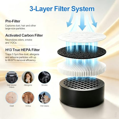 Aucleia Smart Ionic Air Purifier with H13 HEPA Filter & Auto Sensor - Black